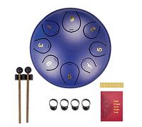 SONARIN Tambor de Lengua de Acero 6 Pulgadas 8 Notas,Tongue Drum Instrumento de Percusión Tambor de Mano con Bolsa de Transporte,2 Baquetas,Libro de Música,4 Púas para Los Dedos(Azul)