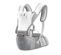 SONARIN Transpirable Ajustable Mochila Portabebés con Asiento de Cadera,Ergonómico Porta Bebé Portador de Bebé con Función de Almacenaje,Multiposición para Bebés de hasta 25 kg(Gris Claro)