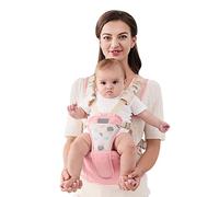 SONARIN Transpirable Simple Portabebé Asiento de Cadera,Mochila Portabebés con Asiento de Cadera Ergonómico Portador de Bebé Portabebés Multifuncional para Recién Nacidos 0-36 Meses(Rosa)
