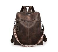 SONARIN Versátil Moda Mochila Mujer,Vintage PU Señoras Mochila Casual Mochilas Escolares Niñas,Bolsa de Hombro Convertible para Universidad Trabajo Viaje(Café)
