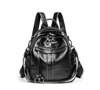 SONARIN Vintage Antirrobo Mochila Mujer,Moda Versátil Señoras Mochila Casual Pequeña Mochilas Escolares Niñas,Bolsa de Hombro Convertible para Universidad Trabajo Viaje(Negro)