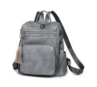 SONARIN Vintage Moda Mochila Mujer,Gran Capacidad PU Señoras Mochila Casual Antirrobo Mochilas Escolares Niñas,Bolsa de Hombro Convertible para Viaje Universidad Trabajo(Gris)