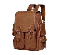 SONARIN Vintage PU Mochila Hombre,Moda Impermeable Mochila Ordenador Portatil 15,6 Pulgadas Mochilas de Trabajo,Gran Capacidad Mochilas de Viaje Bolsa Casual para Escolar(Marrón)