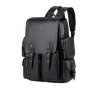 SONARIN Vintage PU Mochila Hombre,Moda Impermeable Mochila Ordenador Portatil 15,6 Pulgadas Mochilas de Trabajo,Gran Capacidad Mochilas de Viaje Bolsa Casual para Escolar(Negro)