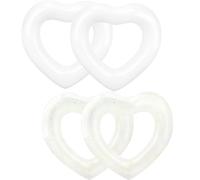 Sonarun Paquete de 4 anillos de natación inflables en forma de corazón, flotadores de piscina para adultos, suministros de fiesta en la playa, 47.2 x 39.4 pulgadas (transparente, blanco)