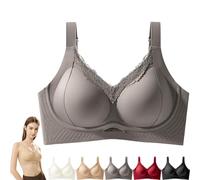 SonaShape - Brasier de levantamiento sin costuras para mujer, de color sólido, con cuatro filas, ajustable, push up, sin varillas, para mujer, café, M