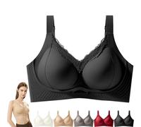 SonaShape - Brasier de levantamiento sin costuras para mujer, de color sólido, con cuatro filas, ajustable, push up, sin varillas, para mujer, Negro, L
