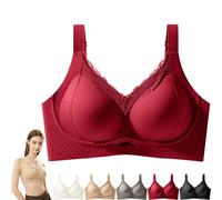 SonaShape - Brasier de levantamiento sin costuras para mujer, de color sólido, con cuatro filas, ajustable, push up, sin varillas, para mujer, rosso, S