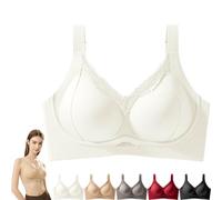 SonaShape - Brasier de levantamiento sin costuras para mujer, de color sólido, con cuatro filas, ajustable, push up, sin varillas, para mujer, blanco, M