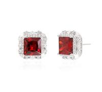Sonateomber Pendientes de tuerca cuadrados de moissanita con circonita cúbica dorada y plateada para mujer, aretes de piedra natal multicolor brillantes con diamantes de imitación, accesorios de boda