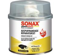 SONAX Set de reparación para tubos de escape (200 g) cierra pequeñas fisuras, agujeros y fugas en el sistema de escape | N.° 05531410