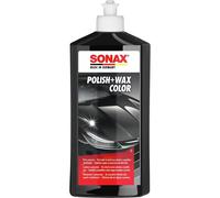 SONAX Polish+Wax Color NanoPro Negro (500 ml) pulimento de fuerza media con pigmentos de color y componentes de cera | N.° 02961000-544