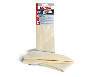 SONAX Gamuza de Cuero Premium Natural (1 Unidad) para un Secado de Superficies de Pintura, Vidrio y Espejos sin Manchas ni estrías | N.°04163000