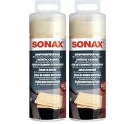 SONAX Paño Cuidado Automóvil Plus 43x32cm Material Duradero Resistente Químicos Aceites Grasas Limpieza sin Rayas (Paquete de 2)