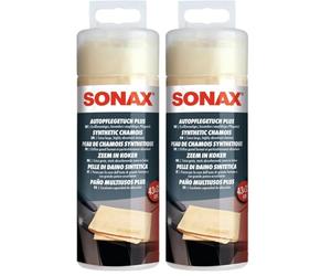 SONAX Paño Cuidado Automóvil Plus 43x32cm Material Duradero Resistente Químicos Aceites Grasas Limpieza sin Rayas (Paquete de 2)