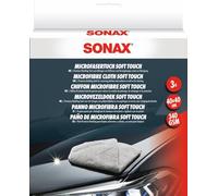 SONAX Paño de Microfibra SoftTouch (3 Uds) Limpieza de pulimento y Sellado | Paño premium para detallado, Detailing, para retirar pulimentos, sellados y limpiar interior sin rayas. Suave y absorbente.
