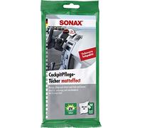 SONAX Paños húmedos para salpicaderos Efecto Mate (10 Unidades) limpian y protegen plásticos, Vinilo, Goma y Madera con protección UV y Efecto Repelente al Polvo | Art. N. 04158000-057