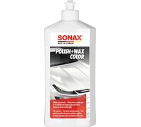 SONAX Polish+Wax Color NanoPro Blanco (500 ml) pulimento de fuerza media con pigmentos de color y componentes de cera | N.° 02960000-544