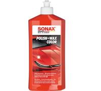 SONAX Polish+Wax Color NanoPro Rojo (500 ml) pulimento de fuerza media con pigmentos de color y componentes de cera. Cubre rayas pequeñas y protege contra la corrosión | N.° 02964000-544