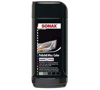 SONAX Polish+Wax Color negro (250 ml) abrillantador de fuerza media para pinturas nuevas y ligeramente mate con pigmentos de color y porcentajes de cera | Número de artículo: 02961410