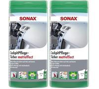 SONAX Toallitas de Cuidado para Cabina (25 Unidades) toallitas húmedas limpias, cuidan y protegen Todas Las Piezas de plástico, Madera y Goma | Número de Referencia 04158410, Verde (Paquete de 2)