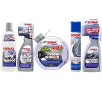 Sonax Xtreme - Juego de mantenimiento de coche interior y exterior - Champú, limpiador de llantas, limpiador de cristales, limpiador de neumáticos