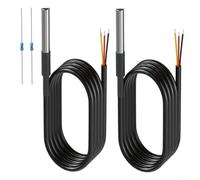 Sonda de sensor de temperatura impermeable de acero inoxidable, paquete de 2, -55 °C a +125 °C, precisión de ± 0,5 °C, protocolo de 1 cable, para microcontroladores Raspberry Pi y STM