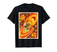 Sonda Espacial Estilo Voyager con Flor Golden Record de los años 70 Camiseta