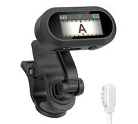 Sondery Sintonizador de clip recargable TFT para guitarra, bajo, ukelele e instrumentos de viento, calibración cromática de 410-460 Hz, fácil de leer en cualquier luz, diseño de clip giratorio dual