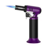 Sondiko Soplete de cocina Profi S907, soplete para flamear recargable con indicador de combustible, llama regulable, para crème brûlée y repostería, color morado y negro (butano no incluido)