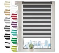 Sonello Estor Enrollable de Doble Capa Noche y Día 40cm x 100cm Antracita Klemmfix sin taladrar Tejido Fácil de Instalar sin Herramientas para Ventanas y Puertas Proteccion Solar Stores Noche y día