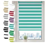 Sonello Estor Enrollable de Doble Capa Noche y Día 45cm x 100cm Turquesa Klemmfix sin taladrar Tejido Fácil de Instalar sin Herramientas para Ventanas y Puertas Proteccion Solar Stores Noche y día