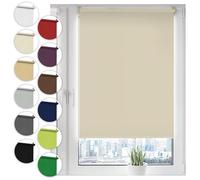 Sonello Estor Opaco sin perforación 110cm x 100cm Crema, Persiana Enrollable Blackout para Puertas y Ventanas con Cadena, Persianas Enrollable para fijación sin taladrar con Clip, protección Visual