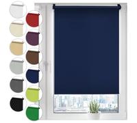 Sonello Estor Opaco sin perforación 55cm x 100cm Azul Oscuro Persiana Enrollable Blackout para Puertas y Ventanas con Cadena Persianas Enrollable para fijación sin taladrar con Clip protección Visual