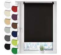 Sonello Estor Opaco sin perforación 55cm x 100cm Negro, Persiana Enrollable Blackout para Puertas y Ventanas con Cadena, Persianas Enrollable para fijación sin taladrar con Clip, protección Visual