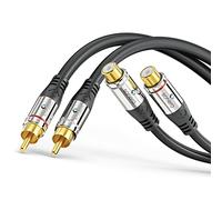 Sonero 2x cinch estereo extension 2.0m | Sonero Cable de audio RCA alargador 2 RCA, estéreo, subwoofer HiFi receptor de cine en casa, contactos dorados