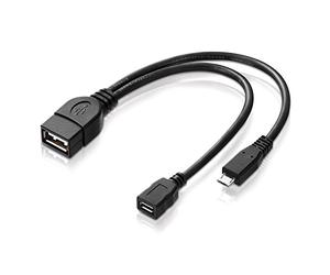 Sonero 40228 Adaptador USB-OTG (USB Micro a USB, máS conexión de potencia, negro
