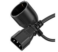 sonero Adaptador de Cable SAI, Cable de alimentación C14 a CEE7, 3 Polos, 3,00 m, Dispositivo Robusto, Ordenador, estación de Trabajo, Sistemas de Seguridad, Monitor, Enchufe de Red, Negro