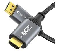 Sonero Cable 4K DisplayPort 1.2 a HDMI 2.0, conector DisplayPort a conector HDMI, 4K 60Hz, 2K 120Hz, funda de algodón, gris/negro, 3,00 metros