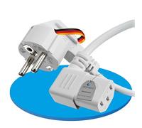 Sonero® Cable de alimentación Euro, Cable de alimentación para electrodomésticos, Enchufe de Contacto de protección de 90° a Enchufe IEC de 90° C13, 10,0 m, Blanco