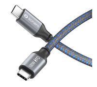 Sonero® Cable de carga USB-C, carga para teléfono móvil, cable de carga rápida, USB tipo C, USB 2.0, 100W PD, gris/azul, 1,50m