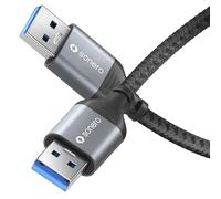 Sonero® Cable de datos USB-A a USB-A, cable de conexión, cable USB tipo A, USB 3.0, 5 GB/s, gris espacial/negro, 0,50 m