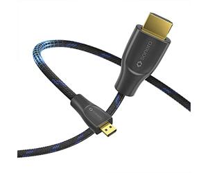 Sonero® cable Premium High Speed Micro HDMI a HDMI 4K, conector Micro HDMI D a conector HDMI A, contactos chapados en oro, doble blindaje, funda textil, 1,00 m