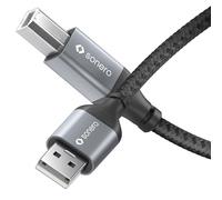 Sonero® Cable USB 2.0, cable de conexión, cable de impresora, conector A a conector B, 480 MB/s, gris espacial/negro, 0,50 m