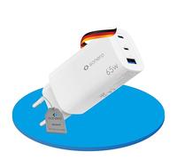 sonero Cargador USB, 2X Puerto USB-C de 65 vatios, 1x Puerto USB-A de 27 vatios, Cargador rápido GAN, Fuente de alimentación USB, Cargador de móvil, Blanco