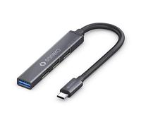 Sonero® concentrador USB, 4 puertos, USB 3.2 (5 GB/s), USB 2.0 (480 MB/s), USB-C, ultradelgado, gris espacial, 0,15 m