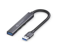 sonero® concentrador USB, Distribuidor USB, 4 Puertos, 1x USB 3.2 con 5 GB/s, 3X USB 2.0 con 480 MB/s, Conector USB-A, ultradelgado, Gris Espacial, 0,15 m