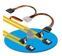 Sonero® juego de cables de datos SATA III 6Gb/s, 2x 0,50m, en ángulo + 4 pines a 2x SATA, amarillo