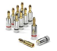 Sonero® lote de 8 fichas bananas, verter todos los alambres de enceintes de un diámetro máximo de 6 mm², (12x rouge, 12x noir), plaqué o 24 quilates