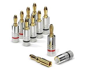 Sonero® lote de 8 fichas bananas, verter todos los alambres de enceintes de un diámetro máximo de 6 mm², (12x rouge, 12x noir), plaqué o 24 quilates